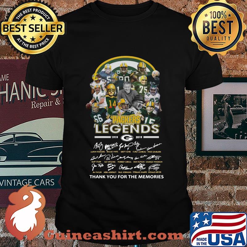Green bay packers legends 1919 2020 thank you for the memories signatures shirt
