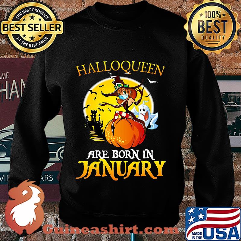 Halloqueen are born in january ghost witch mask s Sweater
