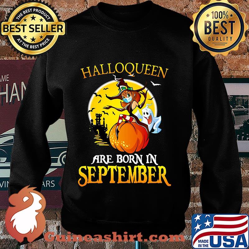 Halloqueen are born in september ghost witch mask s Sweater