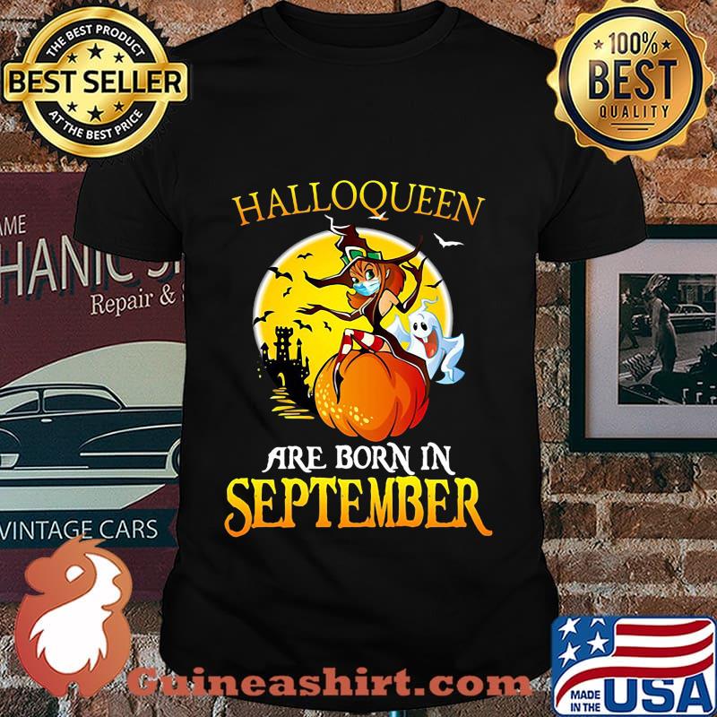 Halloqueen are born in september ghost witch mask shirt