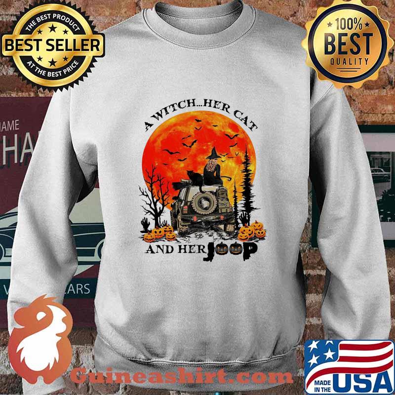 Halloween a witch her cat and her pumpkins sunset s Sweater