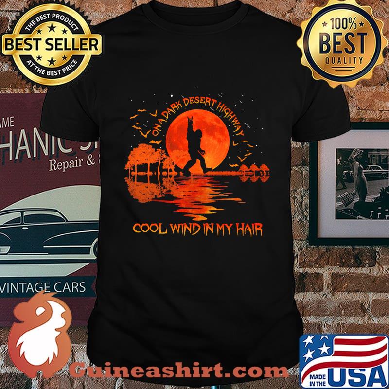 Halloween bigfoot on a dark desert highway cool wind in my hair moon shirt