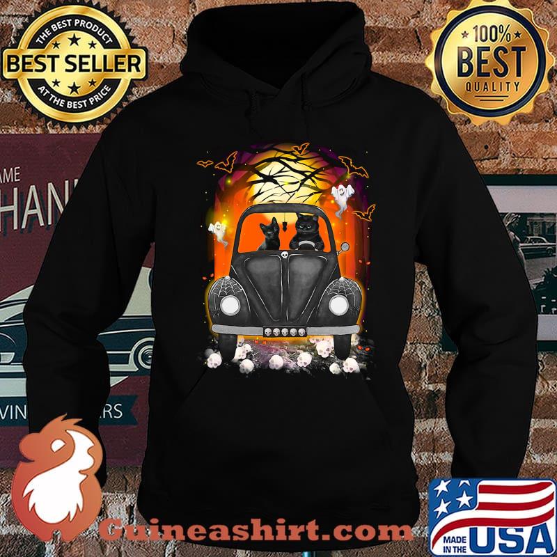 Halloween cats driving car skulls bat s Hoodie