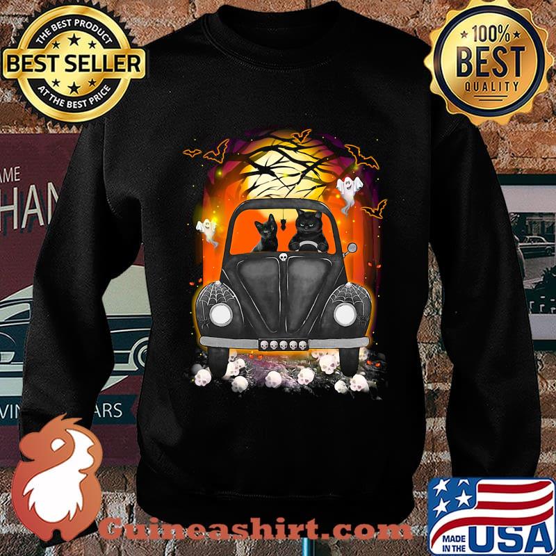 Halloween cats driving car skulls bat s Sweater