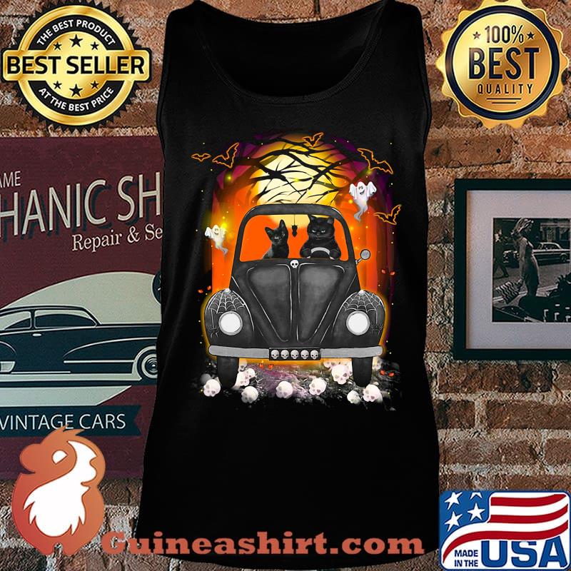 Halloween cats driving car skulls bat s Tank top