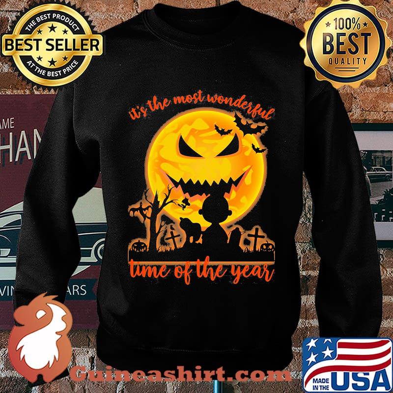 Halloween charlie brown and snoopy it's the most wonderful time of the year moon s Sweater
