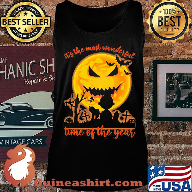 Halloween charlie brown and snoopy it's the most wonderful time of the year moon s Tank top