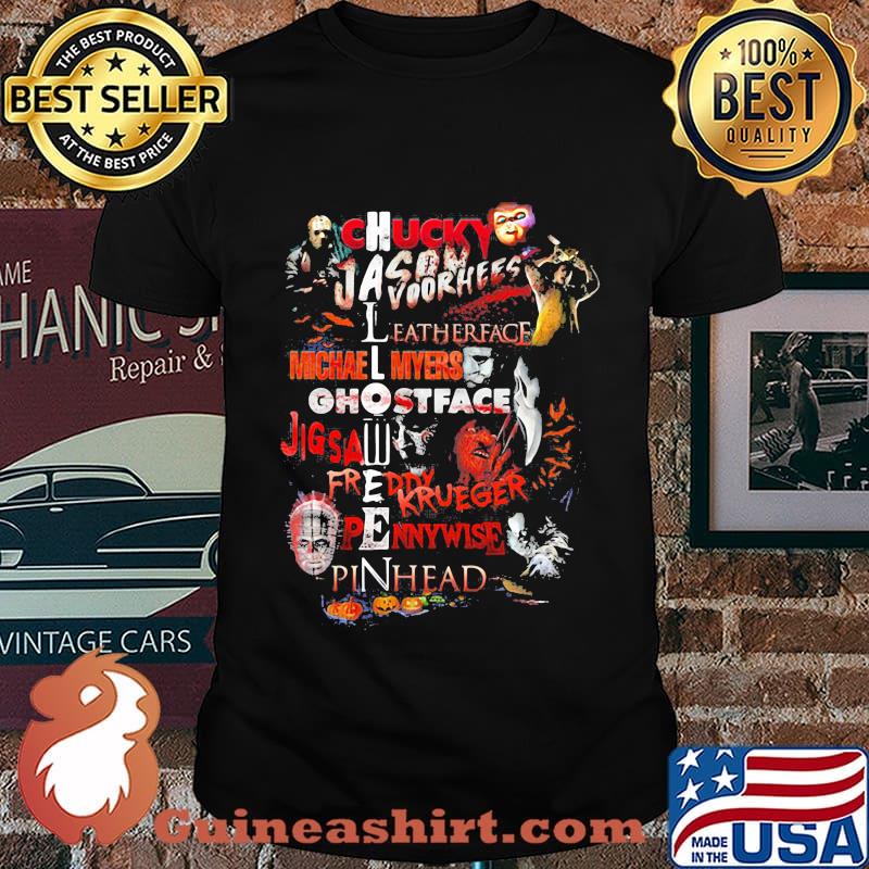 Halloween chucky jason voorhees leatherface michael myers ghostface jigsaw freddy krueger pennywise pinhead shirt
