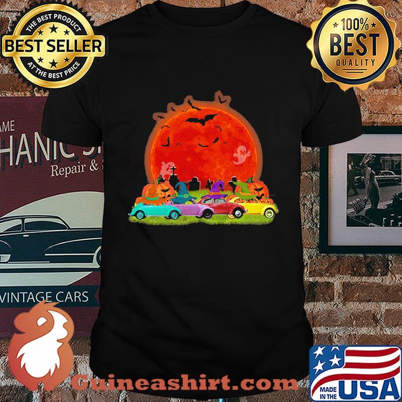 Halloween color cars pumpkin moon shirt