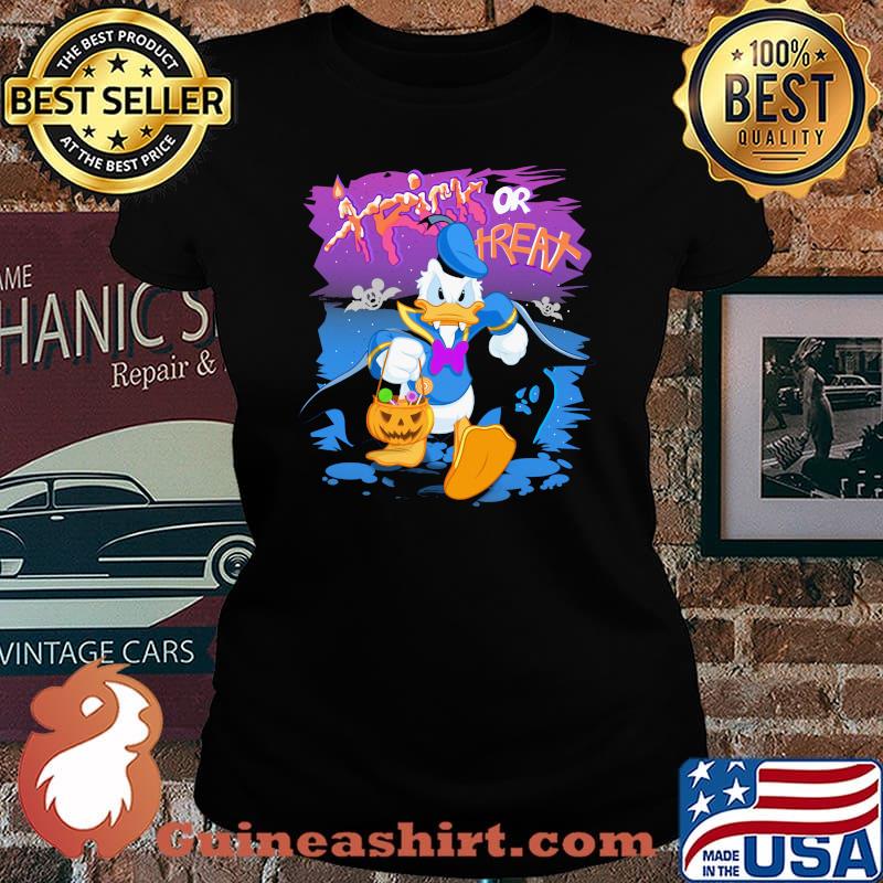 Halloween donald duck trick or treat pumpkin s Laides tee