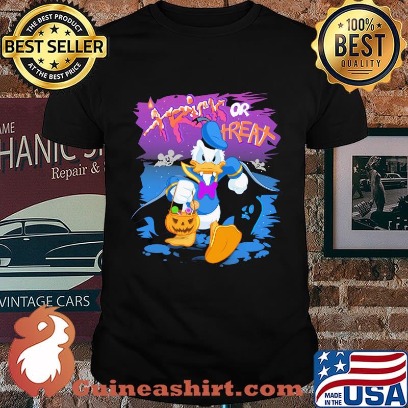 Halloween donald duck trick or treat pumpkin shirt