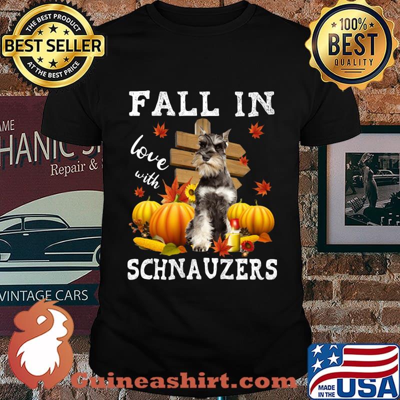 Halloween fall in love with schnauzers pumpkins shirt