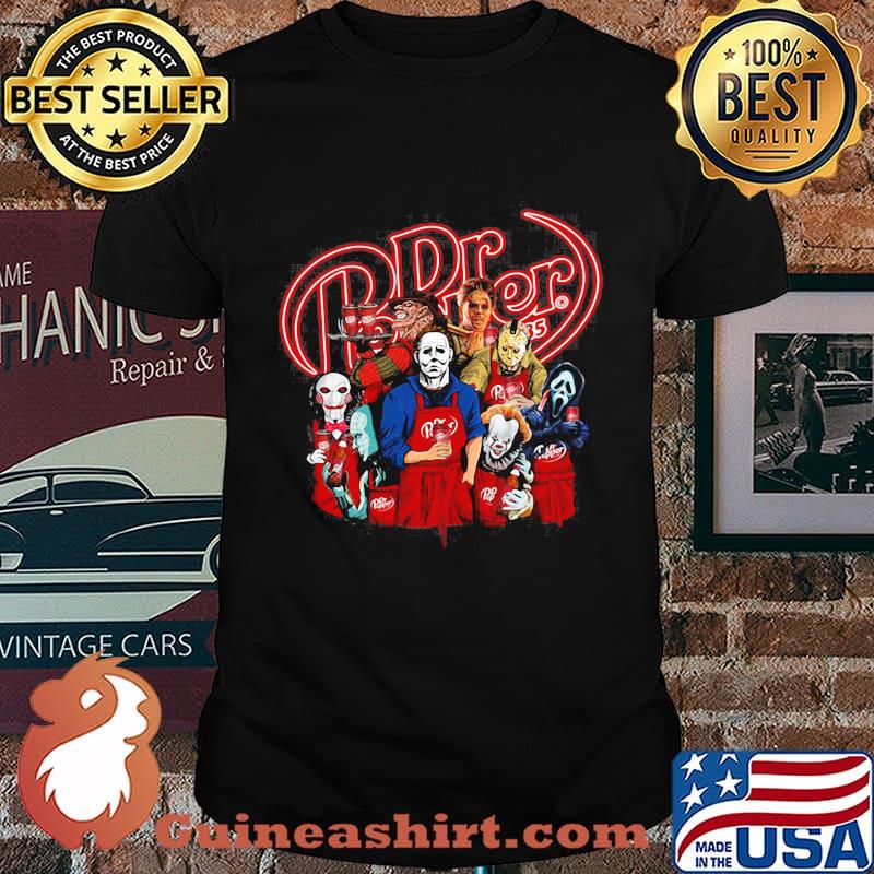 Halloween horror characters drinking dr pepper shirt