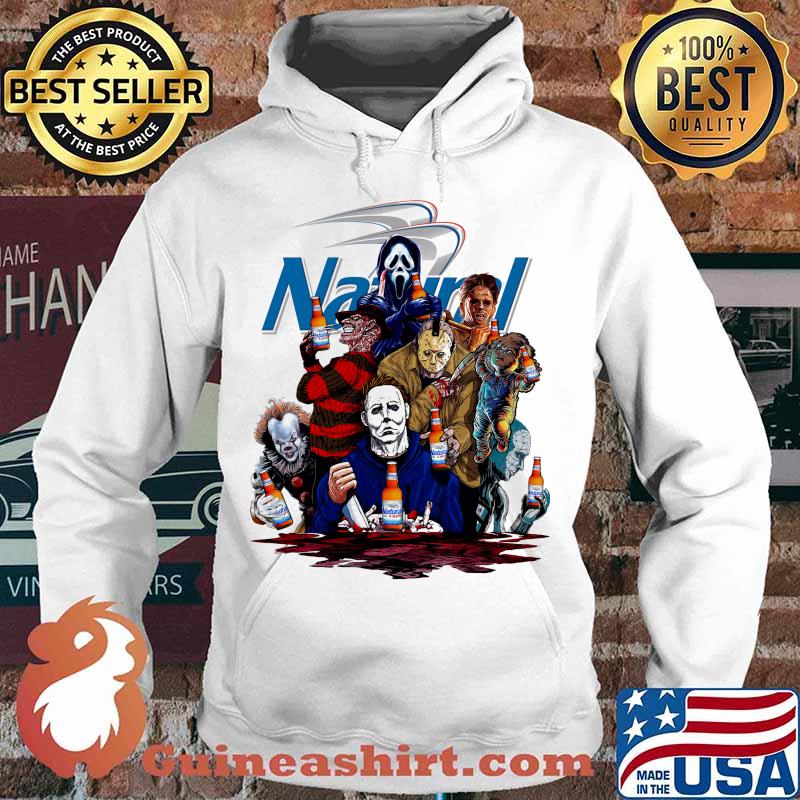 Halloween horror characters drinking natural light s Hoodie