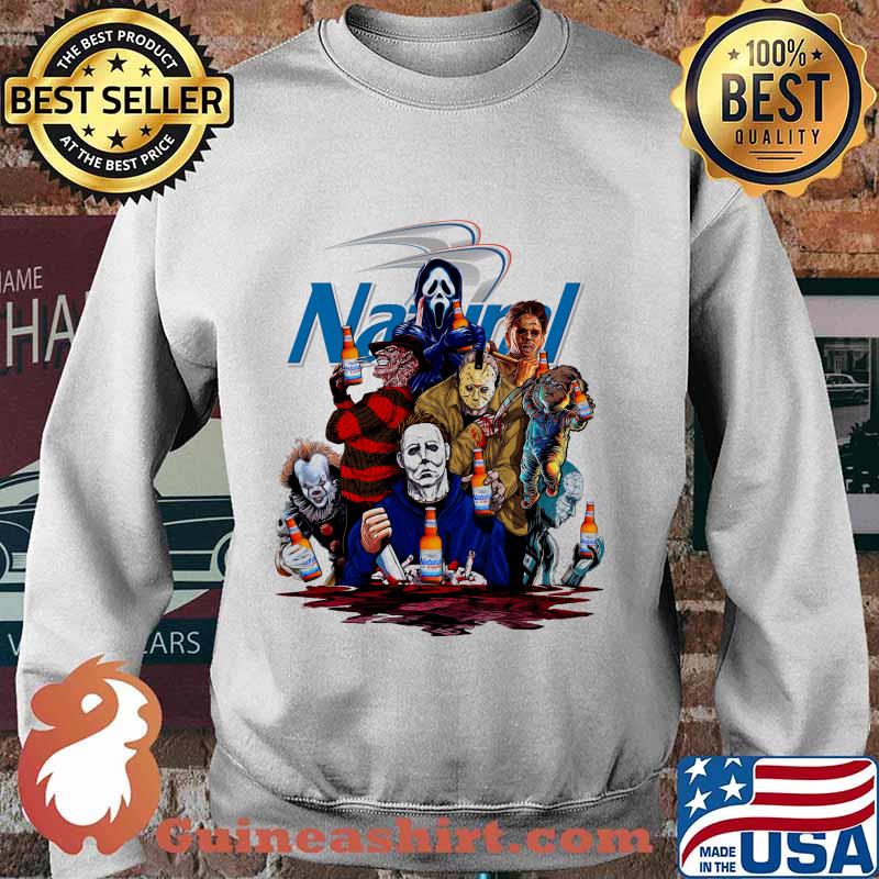 Halloween horror characters drinking natural light s Sweater
