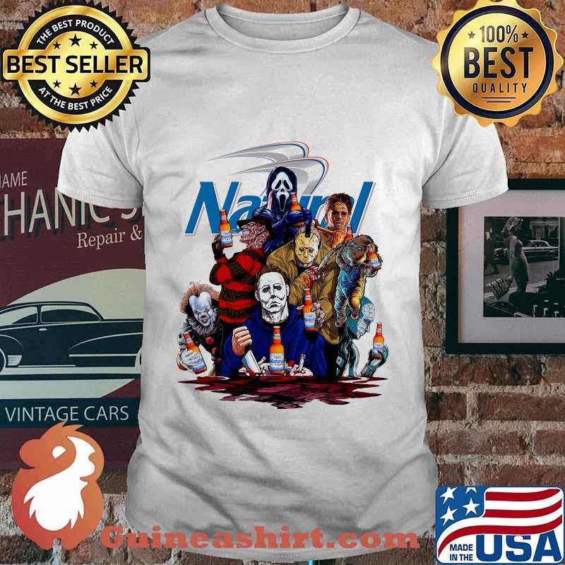 Halloween horror characters drinking natural light shirt