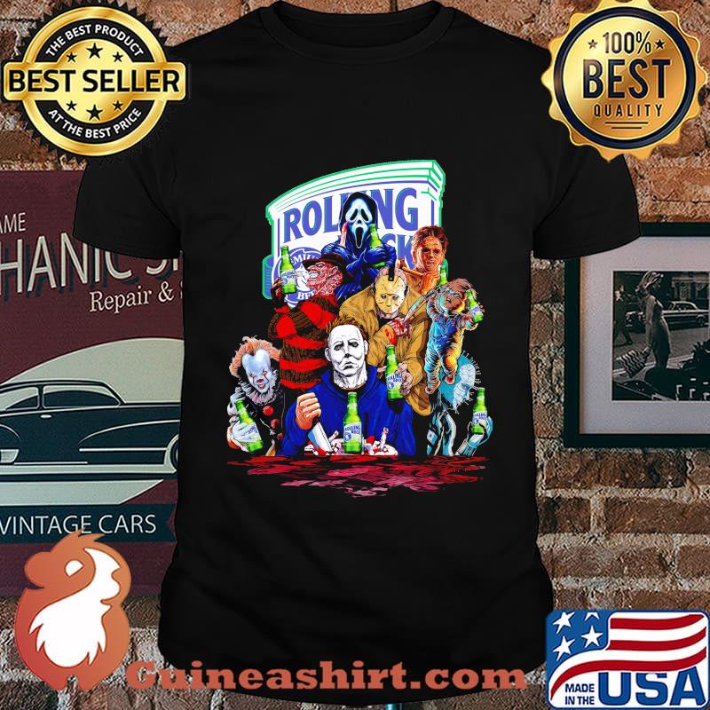 Halloween horror characters drinking rolling rock shirt