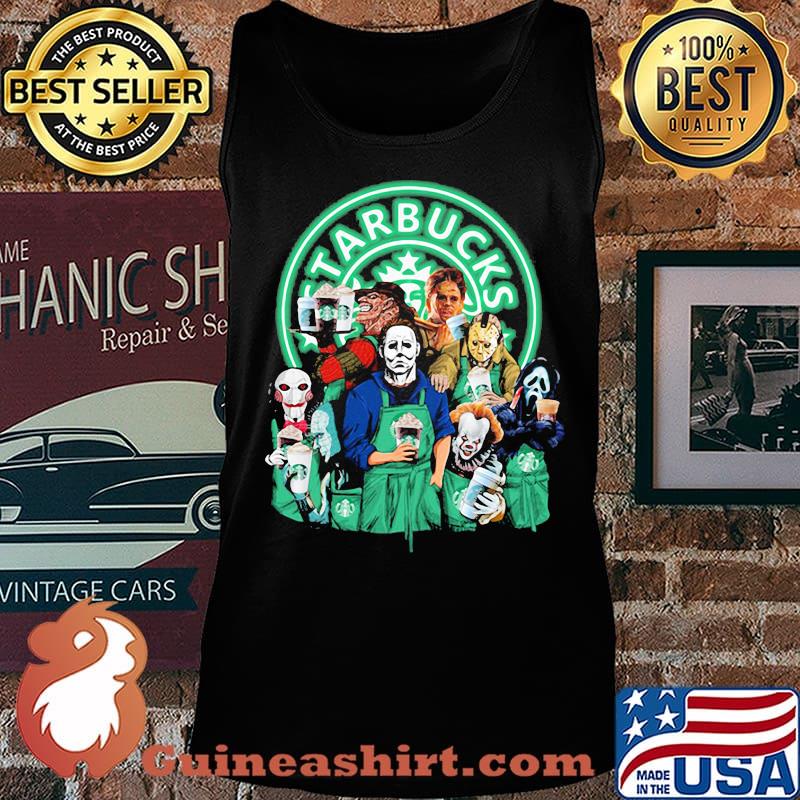 Halloween horror characters drinking starbucks s Tank top