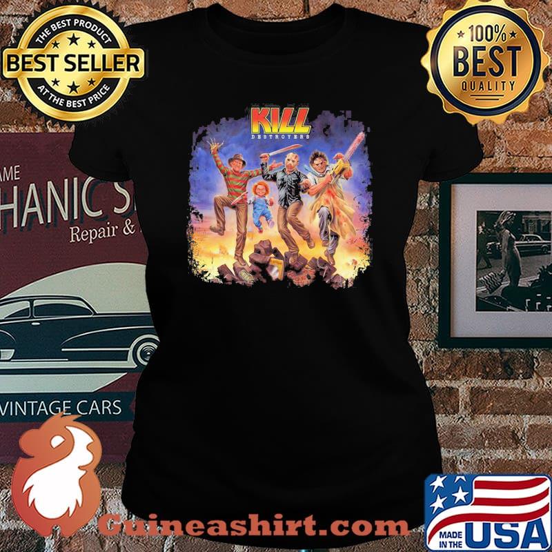 Halloween horror characters kiss destroyers s Laides tee