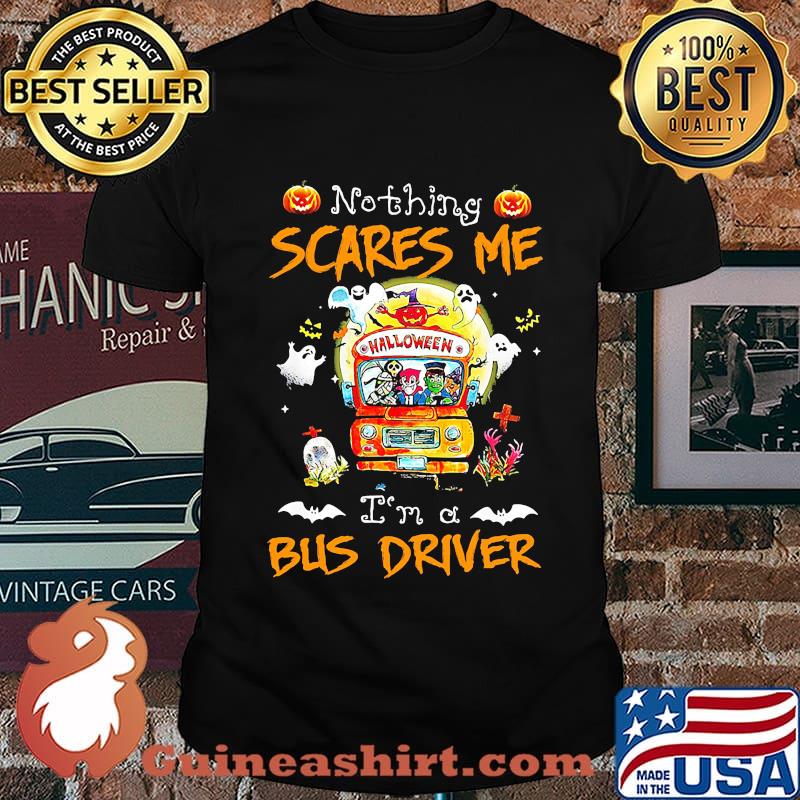 Halloween horror characters nothing scares me i'm a bus driver shirt