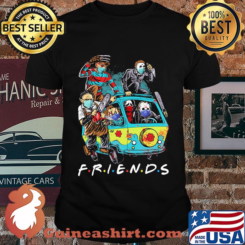 Halloween horror characters riding bus friends shirt