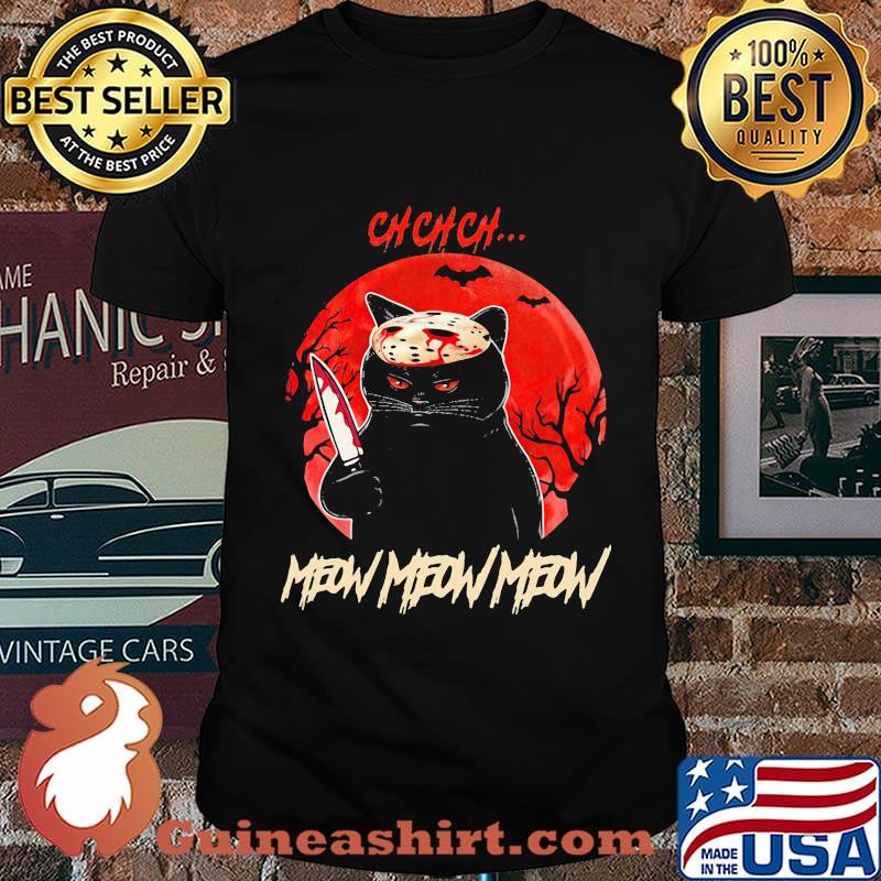 Halloween jason voorhees black cat ch ch ch meow sunset shirt