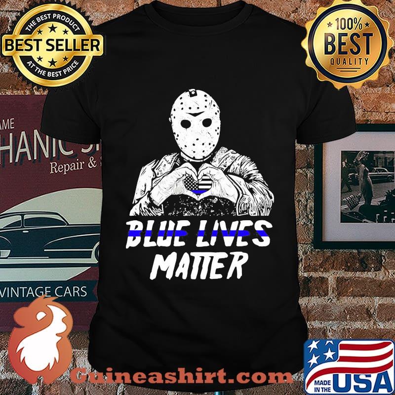Halloween jason voorhees blue lives matter american flag shirt