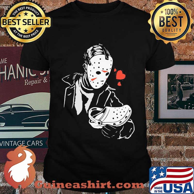 Halloween jason voorhees love crocs hearts shirt