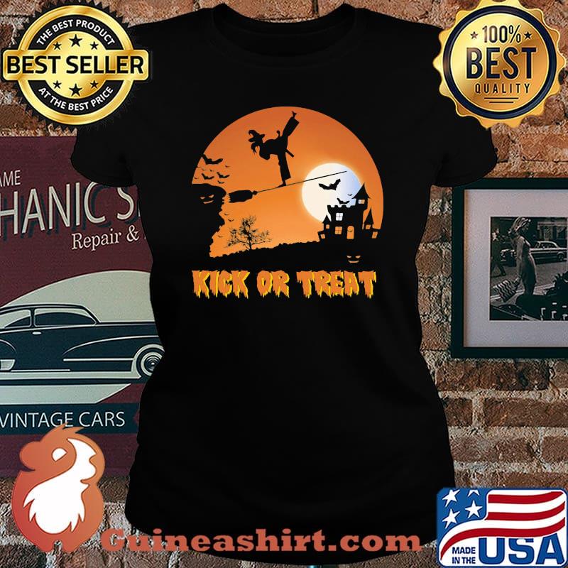 Halloween karate witch kick or treat moon night s Laides tee