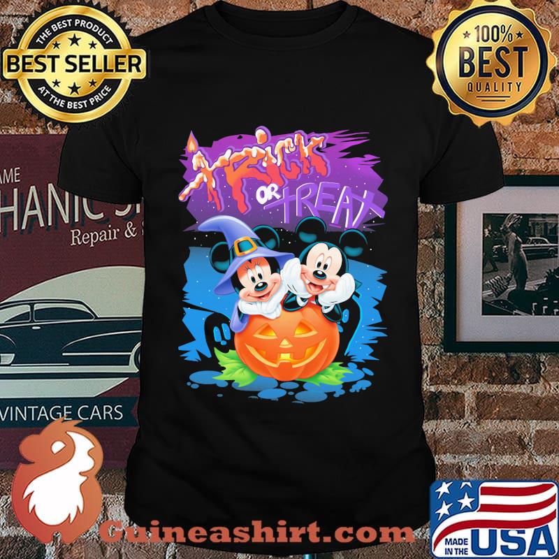 Halloween mickey minnie mouse trick or treat pumpkin shirt