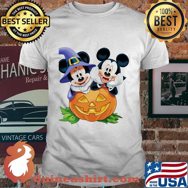 Halloween mickey mouse and minnie mouse witch pumpkin shirt