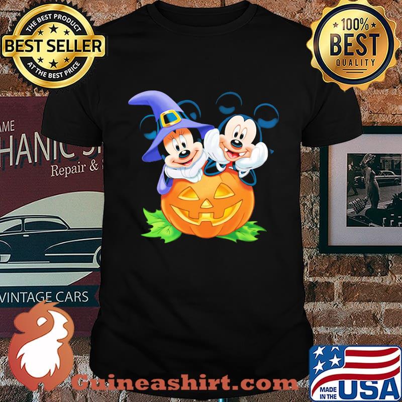 Halloween minnie mouse witch and mickey mouse pumpkin shirt