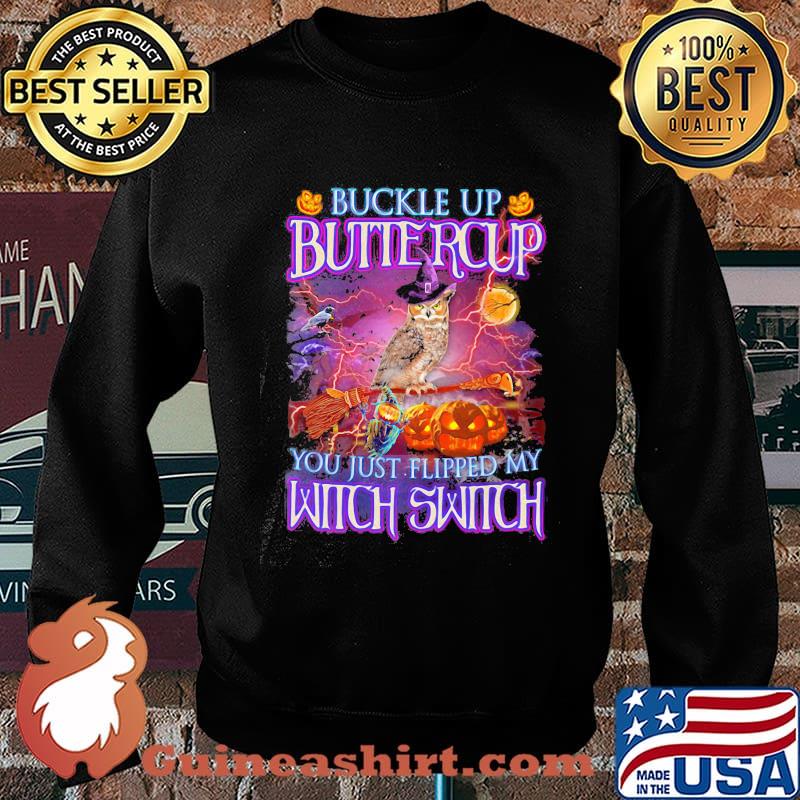 Halloween owl buckle up buttercup you just flipped my witch switch s Sweater