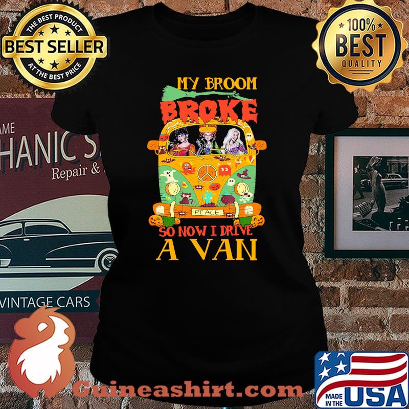 Halloween peace bus hocus pocus my broom broke so now i drive a van s Laides tee