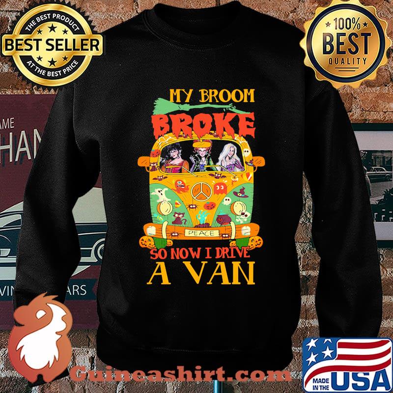 Halloween peace bus hocus pocus my broom broke so now i drive a van s Sweater