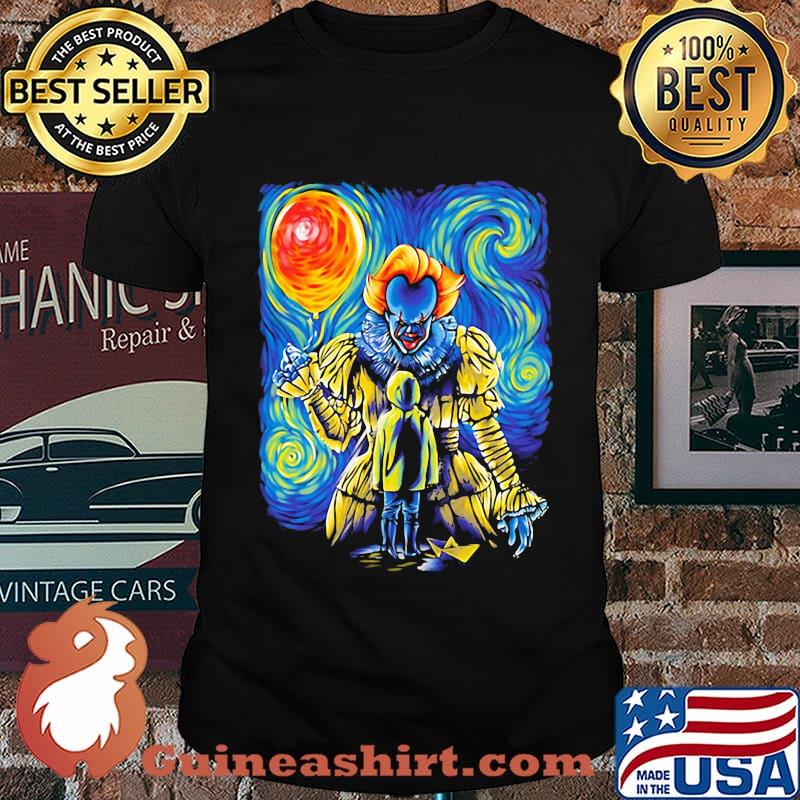 Halloween pennywise holding balloon starry night shirt