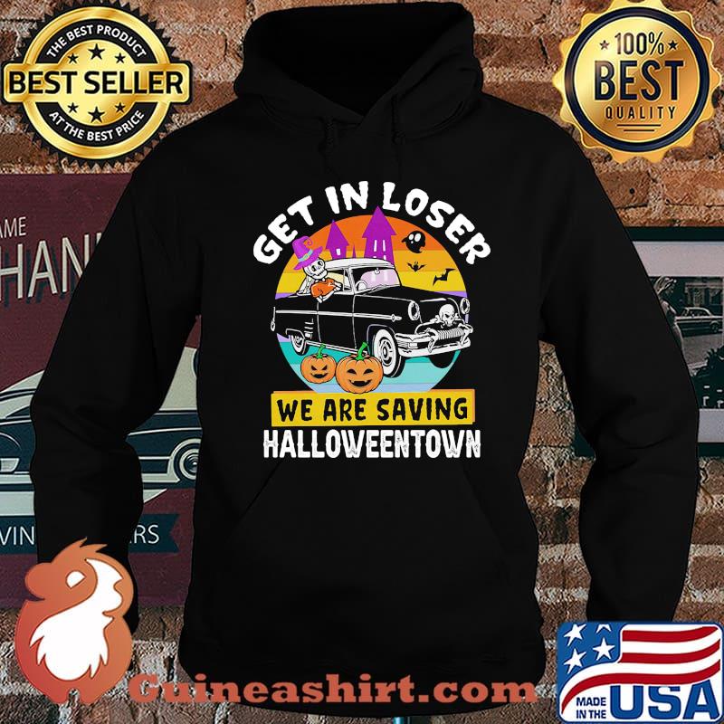 Halloween skeleton driving car get in loser we're saving halloweentown vintage retro s Hoodie
