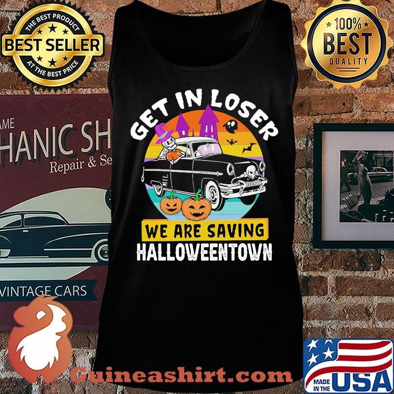 Halloween skeleton driving car get in loser we're saving halloweentown vintage retro s Tank top