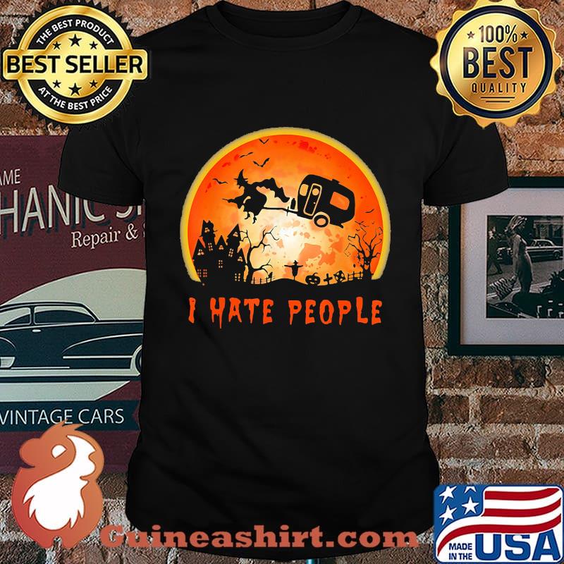 Halloween witch i hate people moon shirt