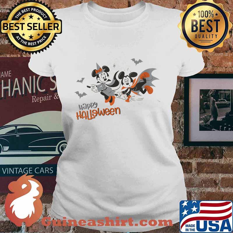 Happy halloween mickey mouse and minnie mouse s Ladies tee