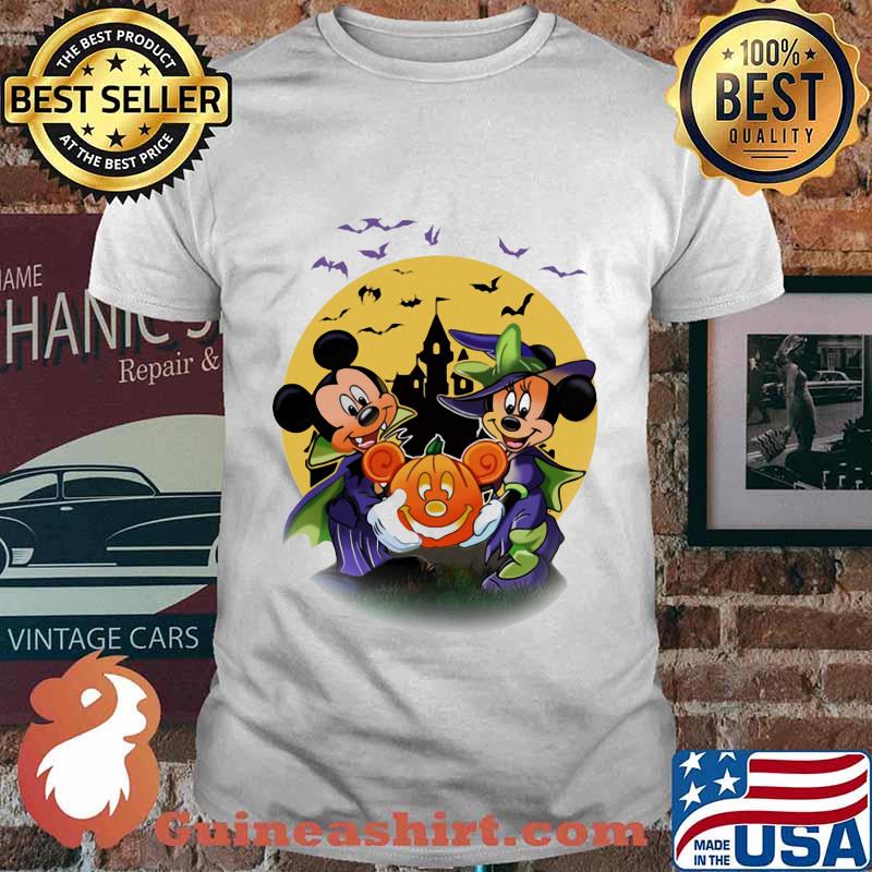 Happy halloween mickey mouse and minnie mouse witch pumpkin shirt