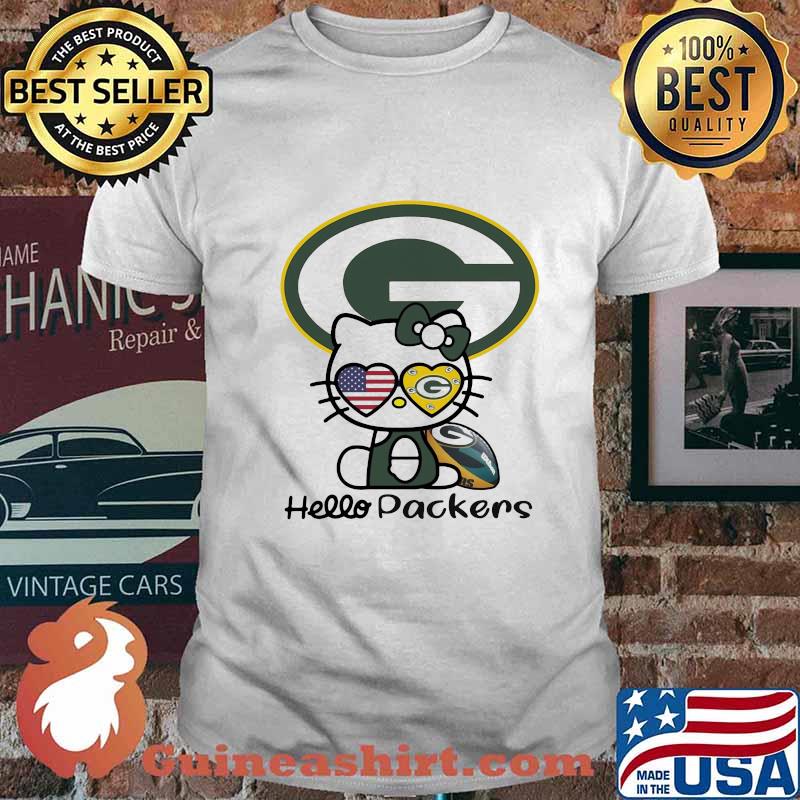Hello kitty green bay packers football logo shirt