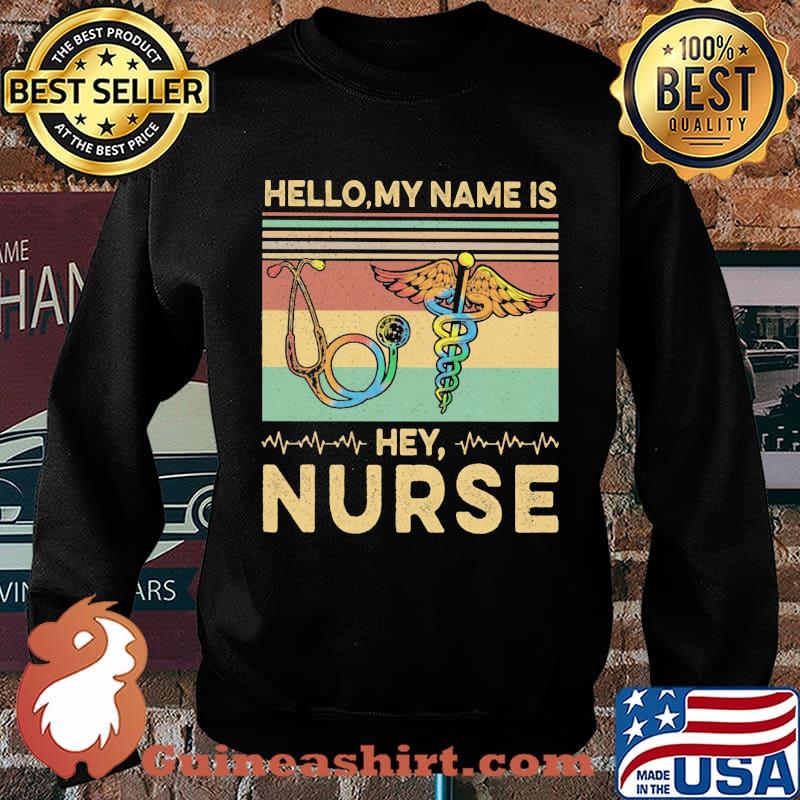 Hello my name is Hey Nurse Vintage retro s Sweater