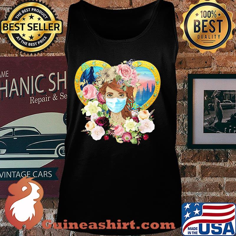Hippie Nature Fitted Forest Flowers Mask Shirt Tank top