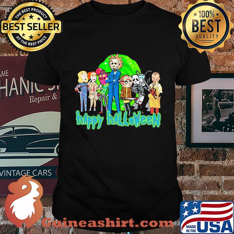 Horror characters rick and morty happy halloween shirt
