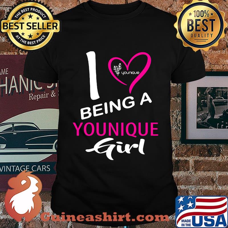 I being a younique logo girl heart shirt