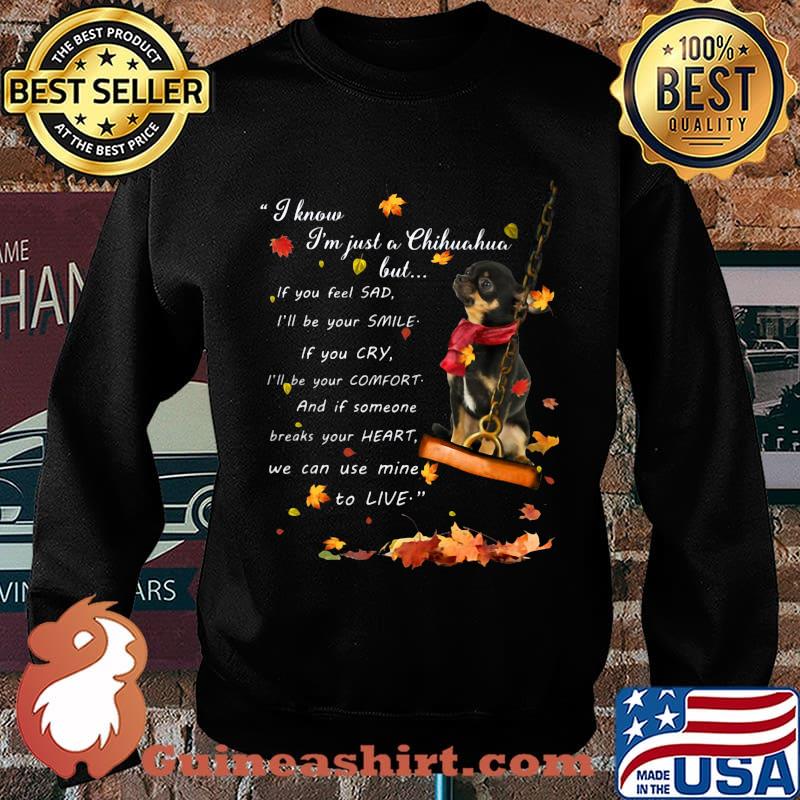 I know i'm just just a chihuahua but if you feel sad i'll be your smile if you cry i'll be your comfort and if someone breaks your heart we can use mine to live s Sweater
