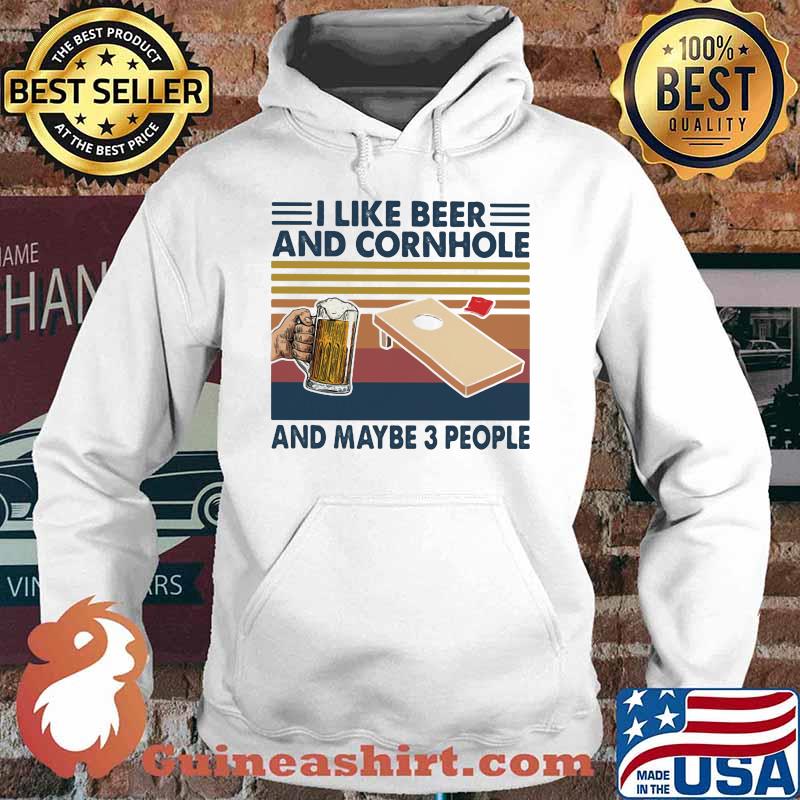 I like beer and cornhole and maybe 3 people vintage retro 2020 s Hoodie