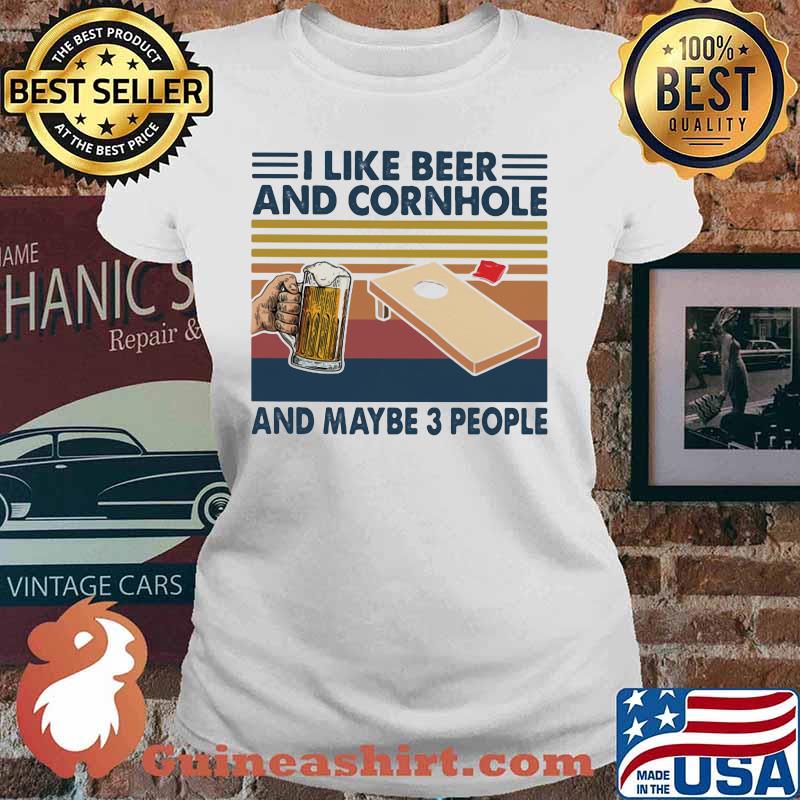I like beer and cornhole and maybe 3 people vintage retro 2020 s Ladies tee