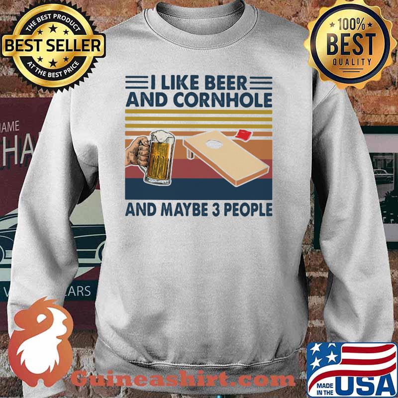 I like beer and cornhole and maybe 3 people vintage retro 2020 s Sweater